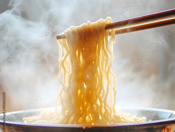 Obraz Noodles being pulled with chopsticks