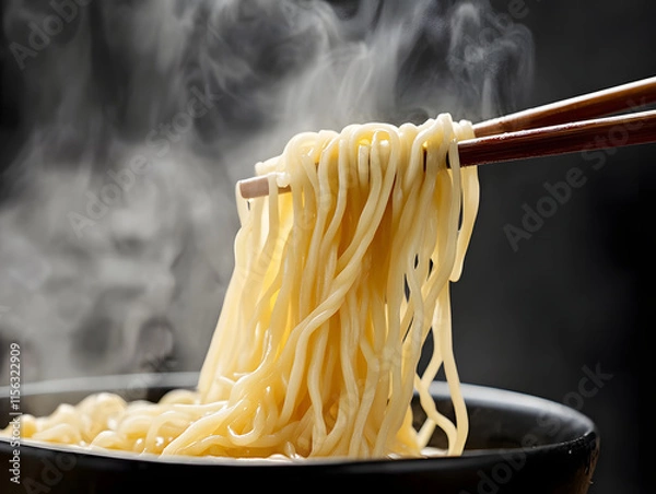 Obraz Noodles being pulled with chopsticks