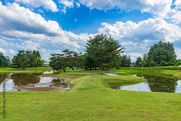 Obraz 無量光院跡　世界遺産「平泉―仏国土（浄土）を表す建築・庭園及び考古学的遺跡群―」　岩手県