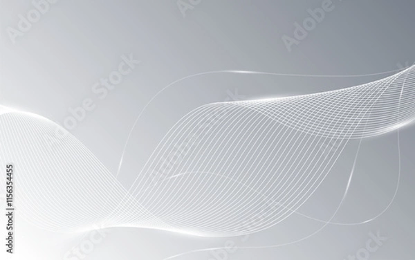 Obraz Premium background design with white line pattern in luxury white and silver colour and hining wave lines. Abstract artificial intelligence white background, luxe invite. Illustration vector 10 eps.