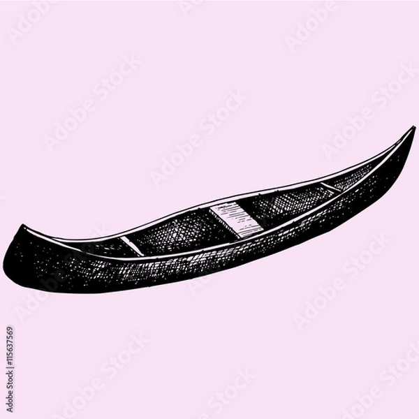 Obraz canoe doodle style sketch illustration hand drawn vector