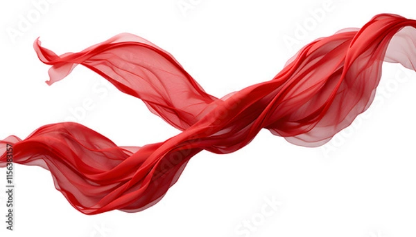 Fototapeta Flying red silk textile fabric flag background Smooth elegant red white background