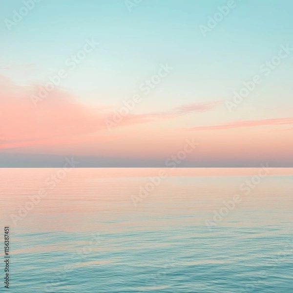 Obraz A tranquil ocean scene at sunset with pastel skies and calm waters, evoking peace and serenity.