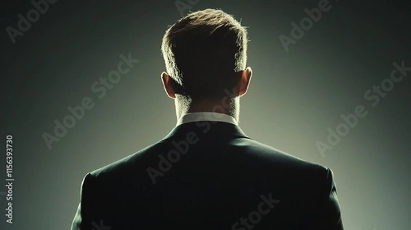 Obraz Businessman Backlit by Soft Lighting in Studio Environment
