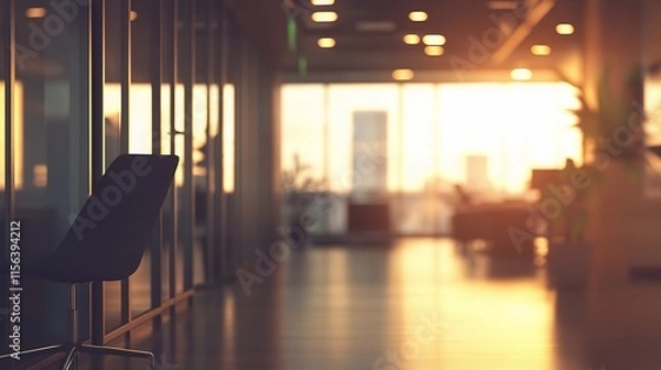 Fototapeta Blurred Office Morning Scene with Natural Light and Minimalist Style