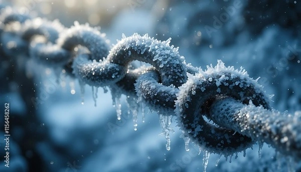 Obraz Frozen Chain Links Icicles Winter Scene