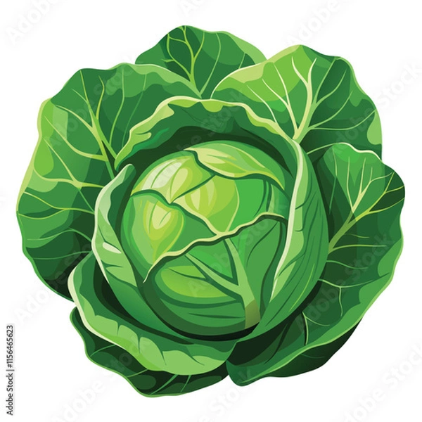 Fototapeta Cabbage Vector Illustration Isolated on White Background