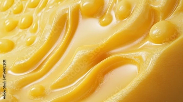 Fototapeta Golden Yellow Substance With Smooth Texture And Round Bubbles