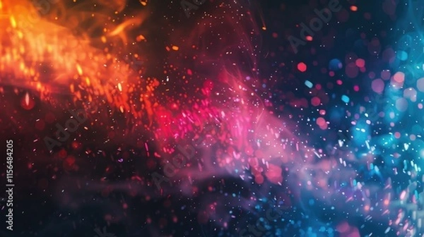 Fototapeta Abstract colorful design featuring vibrant swirls and bokeh effects.