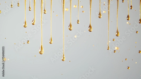 Fototapeta Golden Drips:  Elegant and luxurious, these golden drips of liquid create a captivating abstract background.