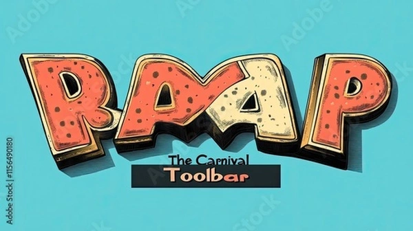 Fototapeta 3D cartoon style text "RAMP" with carnival theme.