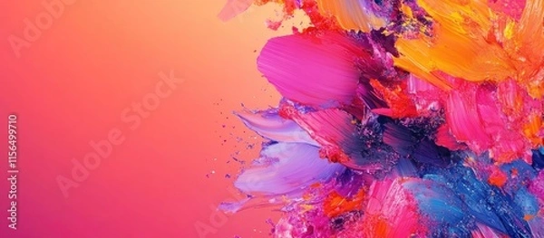 Fototapeta Vibrant Abstract Spring Summer Color Palette With Blended Brush Strokes And Empty Space For Copywriting Or Promotional Text