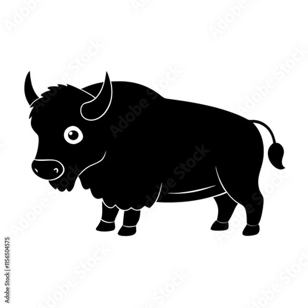Fototapeta Bison cartoon vector silhouette