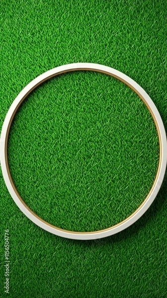 Fototapeta Green Grass Background with White Oval Frame  Nature  Eco  Spring