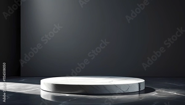 Fototapeta Elegant Marble Podium Against a Dark Background for Product Display