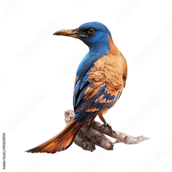 Fototapeta A bird sitting on a branch isolated on a transparent background 