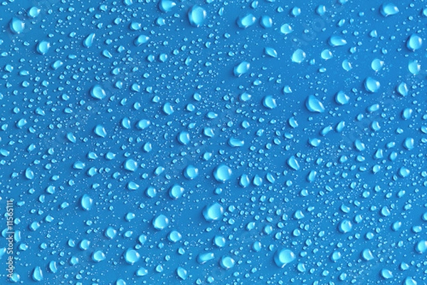 Obraz Water drops on a blue surface