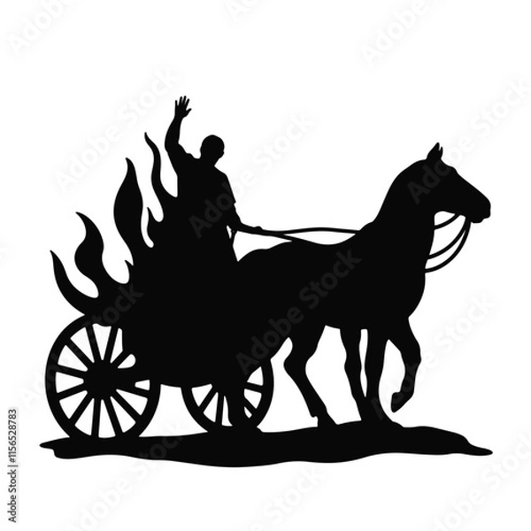 Fototapeta Elijah ascends to heaven in a chariot of fire with strong horses in a dramatic biblical moment