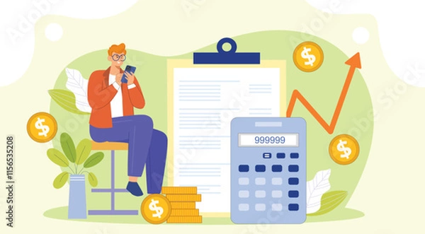 Obraz A creative design showing tools for efficient budgeting, payment tracking, and financial growth.