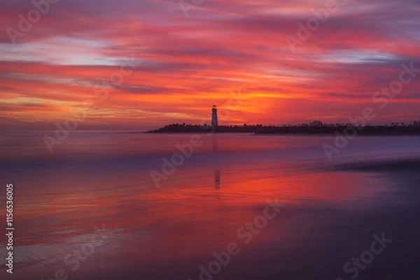 Obraz Sunset reflection over Walton Lighthouse in Santa Cruz California