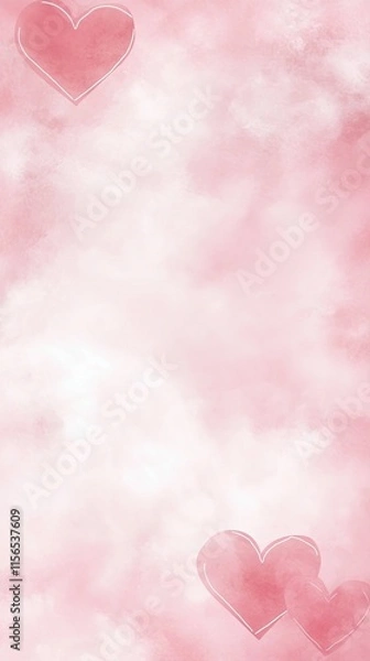 Obraz Pink Hearts Clouds Background
