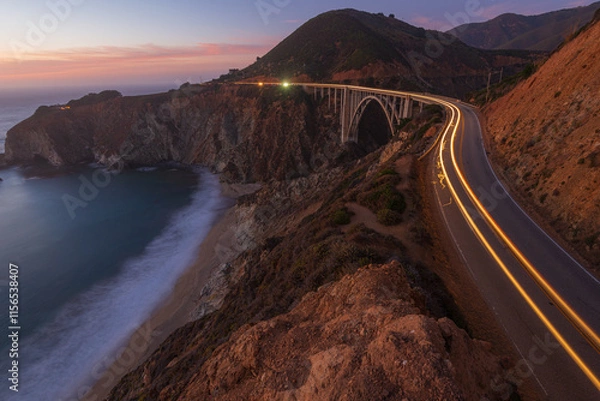 Obraz Car driving highway across Bixby Bridge