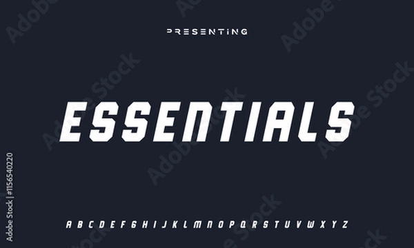 Fototapeta Creative geometric modern urban alphabet font. Digital abstract futuristic, fashion, sport, minimal technology typography.