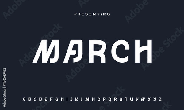 Fototapeta Creative geometric modern urban alphabet font. Digital abstract futuristic, fashion, sport, minimal technology typography.