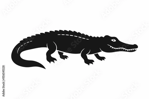 Fototapeta American alligator silhouette icon vector