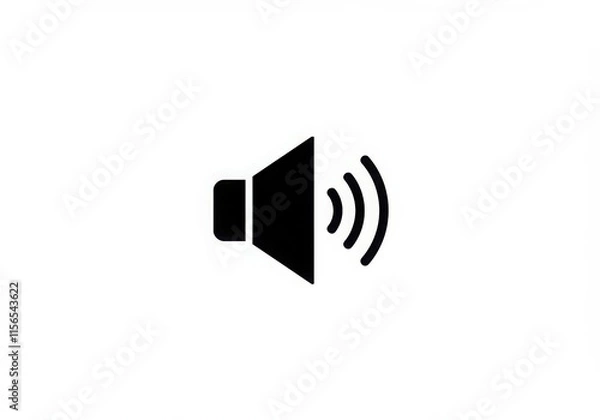 Obraz Simple black icon, speaker symbol, sound waves, minimalist design, high contrast, audio indicator