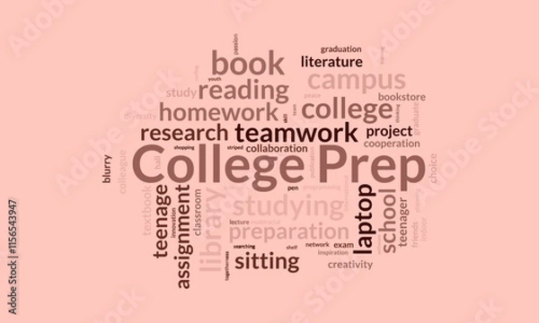 Fototapeta College Prep word cloud template. College Prep concept vector tagcloud background.