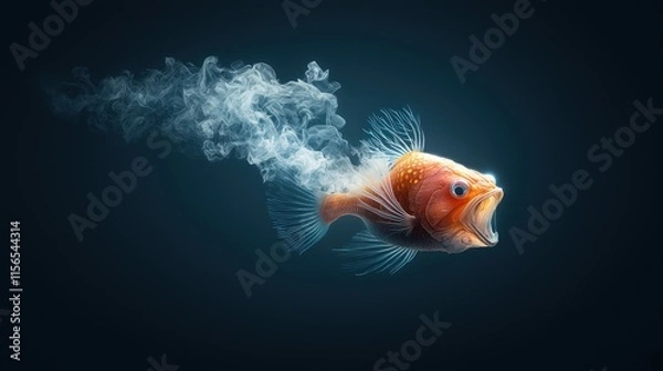 Fototapeta Colorful Fish with Smoke Effect on Dark Background