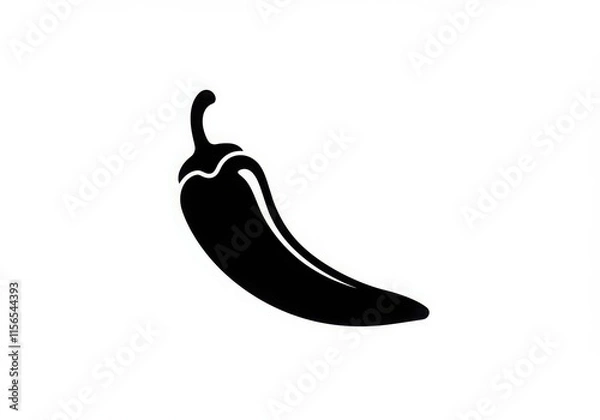 Fototapeta black silhouette, chili pepper, simple icon, minimalist design, vector graphic, solid shape