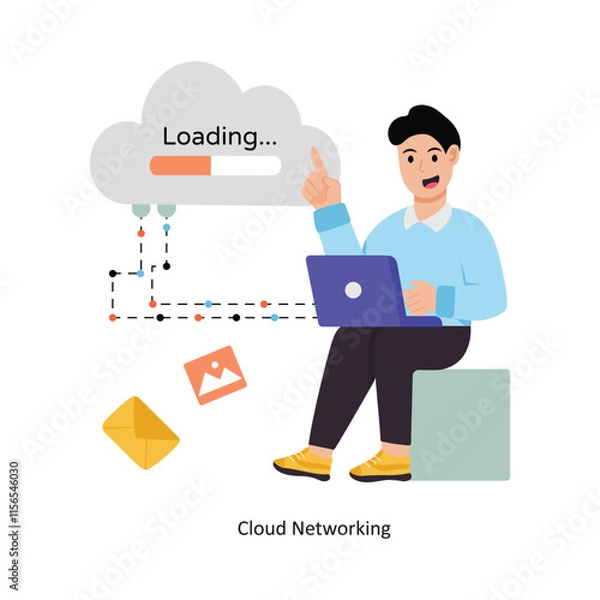 Obraz Cloud Networking   concept vector illustration. Cloud Computing isolated On white Background.     