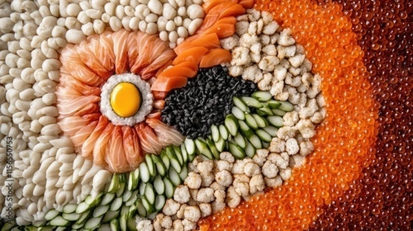 Obraz Beautifully Arranged Colorful Food Art with Fresh Ingredients