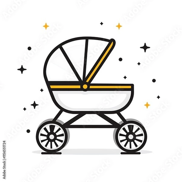 Fototapeta linear icon of baby stroller for transporting babies. flat vector illustration.
