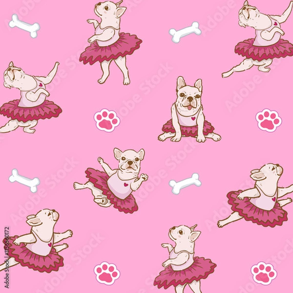 Fototapeta Ballet dancing dog pattern