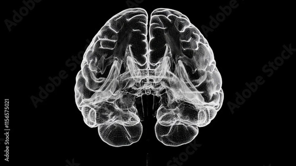 Fototapeta Cyber brain. Artificial intelligence. Triangulation the technology of the brain. Render illustration of the human brain.