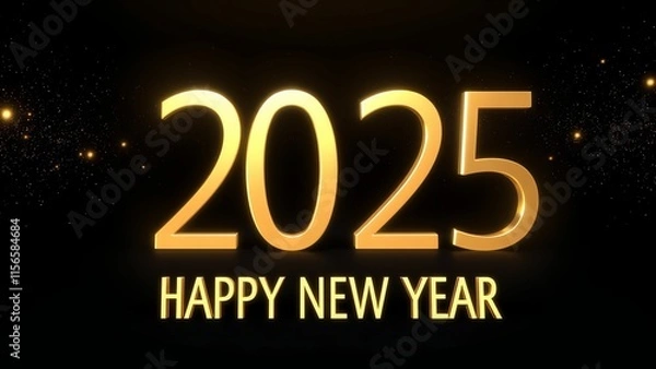 Fototapeta Welcoming 2025 with Joyful Celebrations, Golden Moments, and Hopeful Aspirations for a Bright New Year Ahead Together. Happy New Year 2025