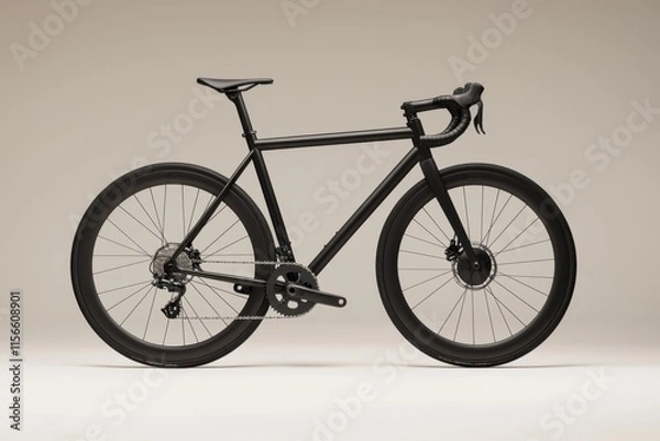 Fototapeta Sleek Black Bicycle with Minimalist Design on Neutral Background