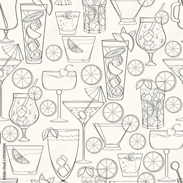 Obraz Seamless cocktail pattern