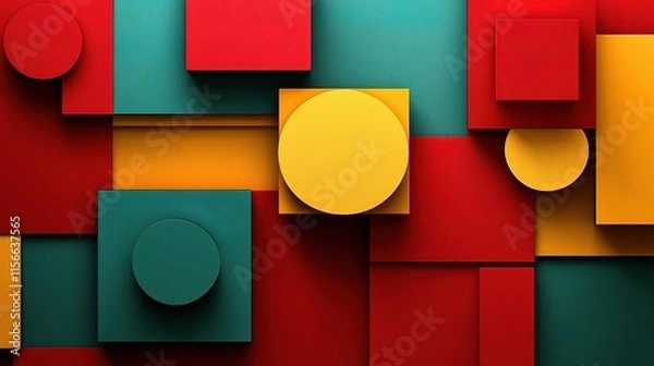 Fototapeta Vibrant Geometric Abstract Shapes with Colorful Gradients and Layers