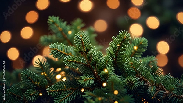 Obraz Christmas background of bokeh lights,
Christmas composition on a dark background with bokeh


