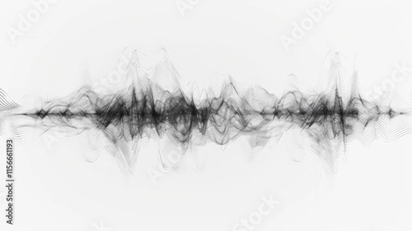 Fototapeta Abstract representation of sound waves in black and white.