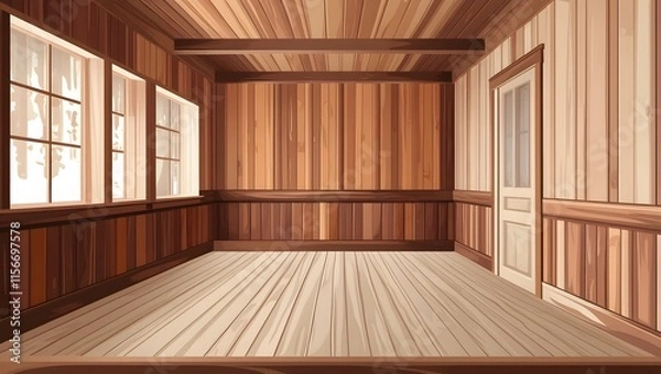 Fototapeta Empty Wooden Room - Rustic Interior Background