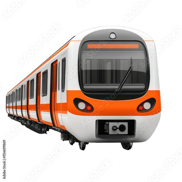 Fototapeta Modern Electric Train Railway Transport Commuter Rail High Speed Train Public Transportation Orange