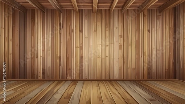 Fototapeta Empty Wooden Room - Rustic Interior Background