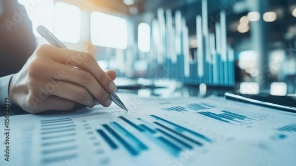 Fototapeta The Business Analysis with Charts.
