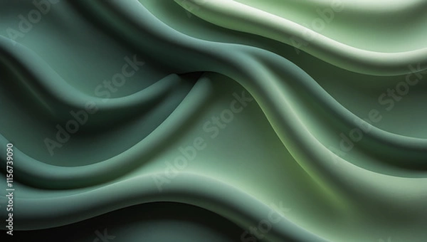 Fototapeta Background Abstract Green Waves with Smooth Flowing Patterns