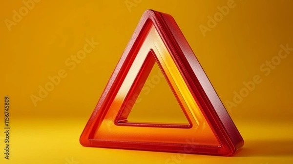 Fototapeta triangle caution warning sign for notification error and maintenance concept, network security, computer virus detected data protection.